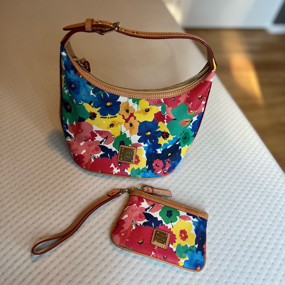 Matching floral handbag and wallet